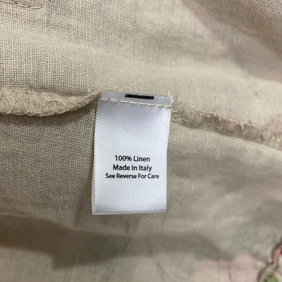 Coral Bay Floral Oversized Linen Open Front Jacket PM Petite Medium Beach Beige - Picture 4 of 16